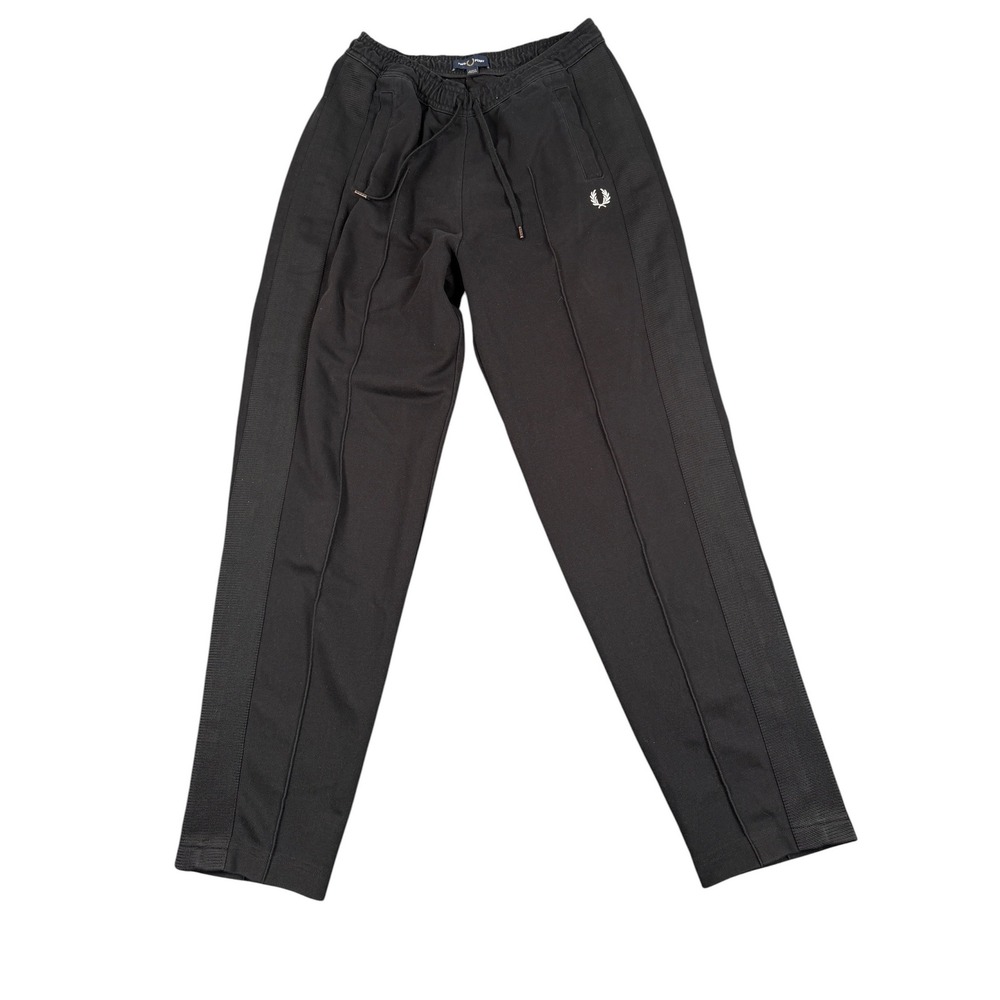 Fred Perry Track Pants Men Small 28X29 Black Taped Laurel Wreath Logo Portugal